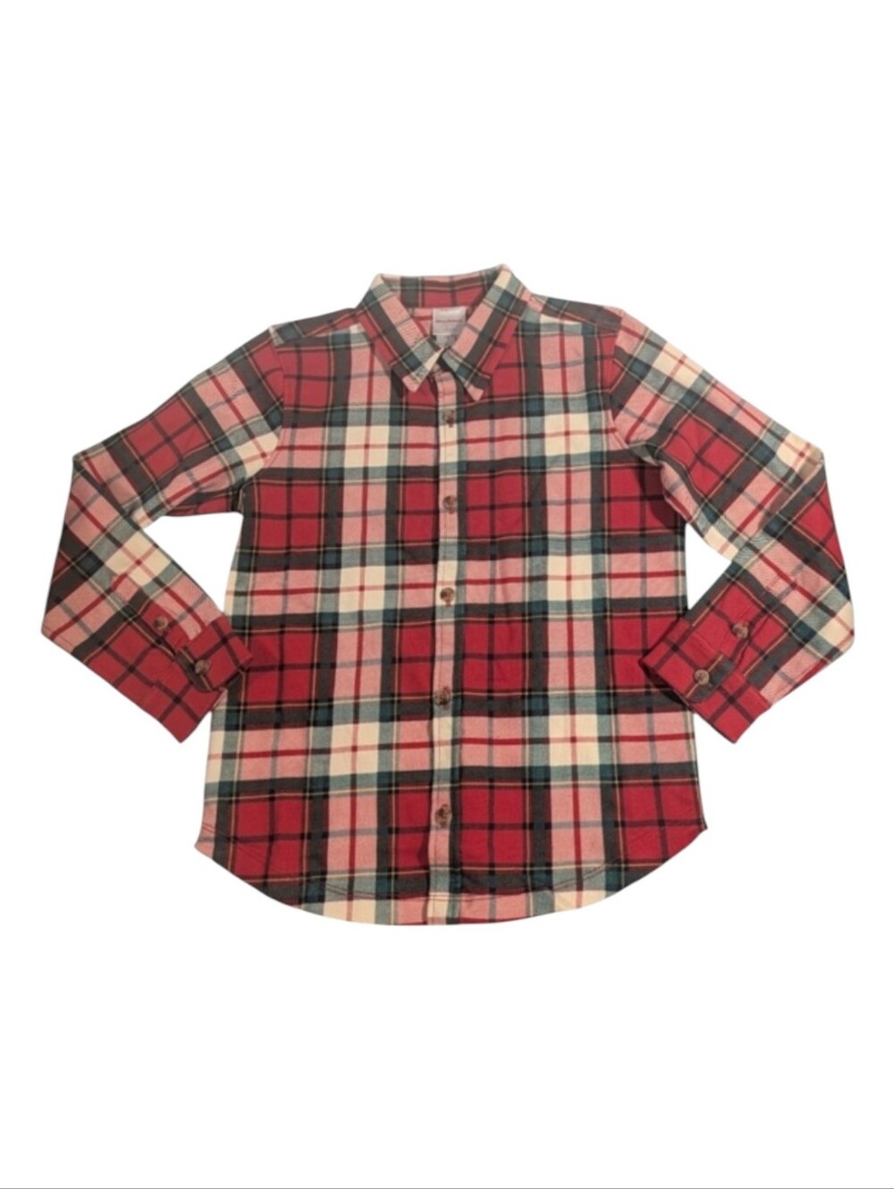 Hanna Andersson Plaid Long Sleeve Button Down Shirt Size 6-7